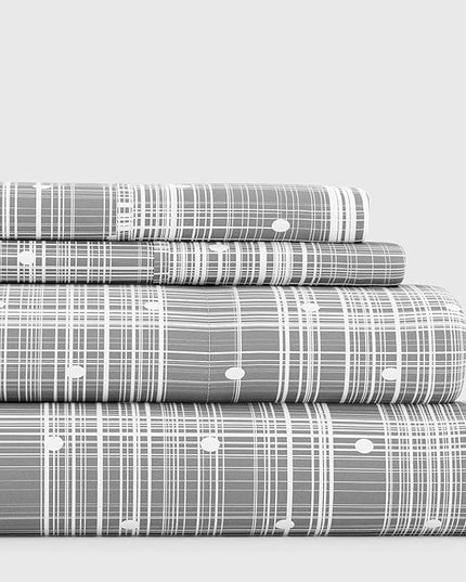 Linen Market 4 Piece Full Bedding Sheet Set (Gray Polka) - Sleep Better Than Ever with These Ultra-Soft & Cooling Bed Sheets for Your Full Size Bed - Deep Pocket Fits 16" Mattress - LeafyLoom