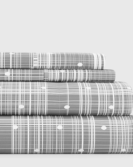 Linen Market 4 Piece King Bedding Sheet Set (Gray Polka) - Sleep Better Than Ever with These Ultra-Soft & Cooling Bed Sheets for Your King Size Bed - Deep Pocket Fits 16" Mattress - LeafyLoom