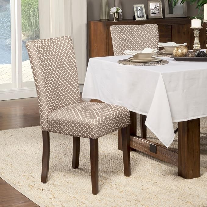 HomePop Parsons Classic Upholstered Accent Dining Chair, Set of 2, Brown - LeafyLoom