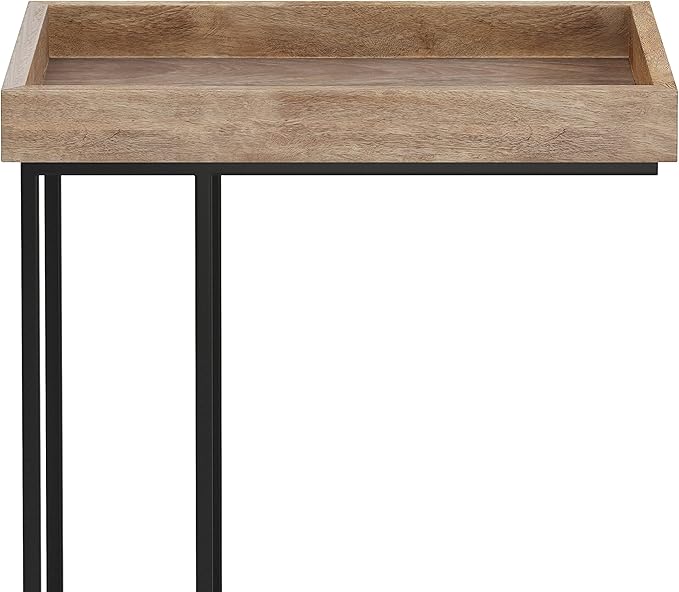 SIMPLIHOME Gallagher SOLID MANGO WOOD and Metal 12 Inch Wide Rectangle C Side Table in Natural, Fully Assembled, For the Living Room and Bedroom - LeafyLoom