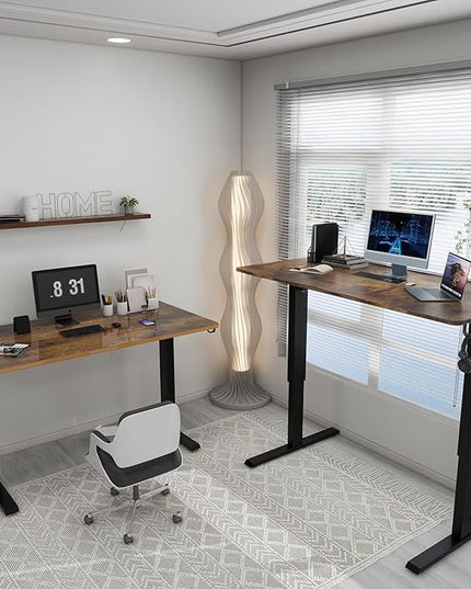Whole Piece Top Manual Standing Desk Adjustable Height- Crank Stand Up Desk, Sit Stand Desk with Frame & Desktop, Computer Desk - LeafyLoom