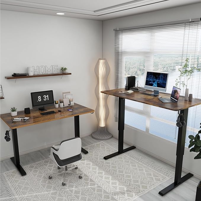 Whole Piece Top Manual Standing Desk Adjustable Height- Crank Stand Up Desk, Sit Stand Desk with Frame & Desktop, Computer Desk - LeafyLoom