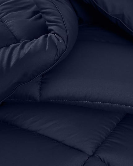 Utopia Bedding Queen Size Comforter Set with 2 Pillow Shams, Bedding Comforter Sets, Down Alternative Navy Comforter, Soft and Comfortable, Machine Washable (Pack of 4) - LeafyLoom