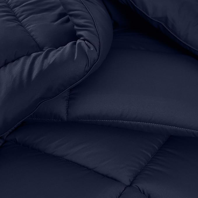 Utopia Bedding Queen Size Comforter Set with 2 Pillow Shams, Bedding Comforter Sets, Down Alternative Navy Comforter, Soft and Comfortable, Machine Washable (Pack of 4) - LeafyLoom