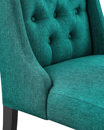 Modway Baronet Button Tufted Fabric, One Dining Chair, Teal - LeafyLoom