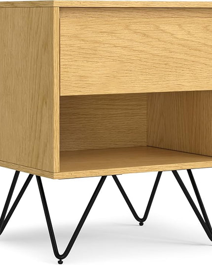 SIMPLIHOME Hunter Nightstand, 20 inch, Oak - LeafyLoom