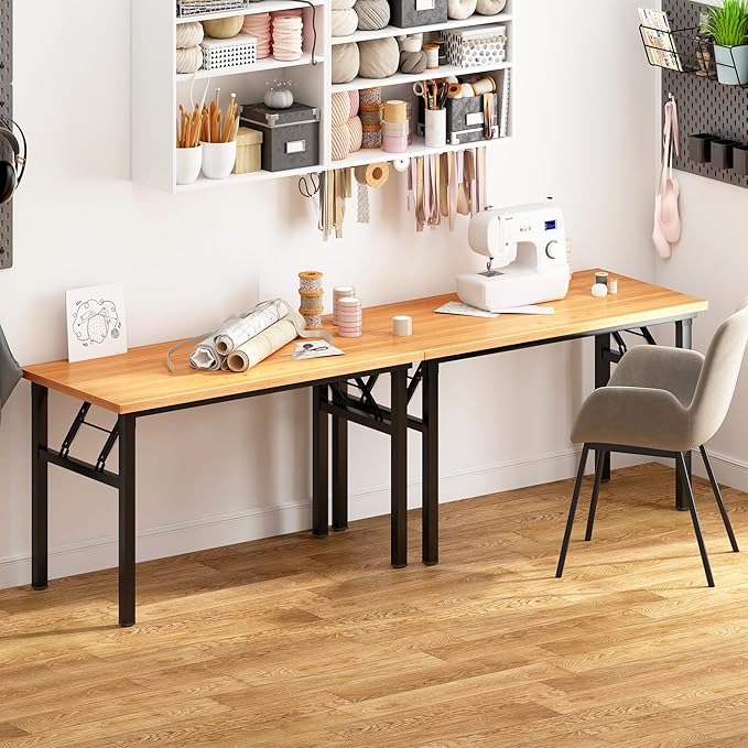 Need Office Computer Desk - 47.2L Sturdy and Heavy Duty Folding Laptop Table,Writing Table/Home Office Desk/Sewing Table,No Assembly Required (Teak Color) AC5BB12060 - LeafyLoom