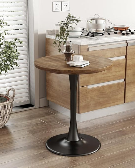 Wood Round Table Modern Dining Table Tulip Round Kitchen Table Wooden Mid Century Coffee Table for Living Room 24 inch - LeafyLoom