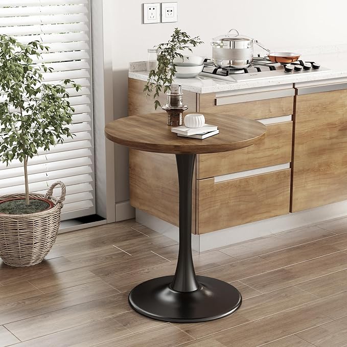 Wood Round Table Modern Dining Table Tulip Round Kitchen Table Wooden Mid Century Coffee Table for Living Room 24 inch - LeafyLoom