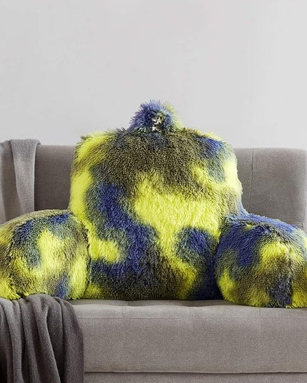 Fur Reading Pillow - Big Size 30x17x17 Inch with Premium Stuffing, Adult & Children Backrest Pillow with Arms, Bed Wedge Pillow for Headboard, Back Support Pillow for Sitting Up in Bed - LeafyLoom