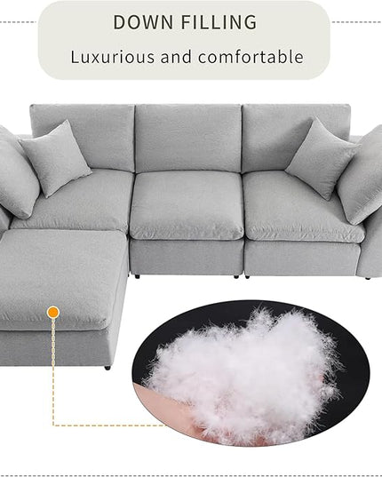 104.3" L-Shaped Convertible Sectional Sofa with Reversible Sleeper Chaise,Upholstery Corner Couch include Armrest&Down Filled Cushions w/zipper closure for Living Room, Apartment, Office - LeafyLoom