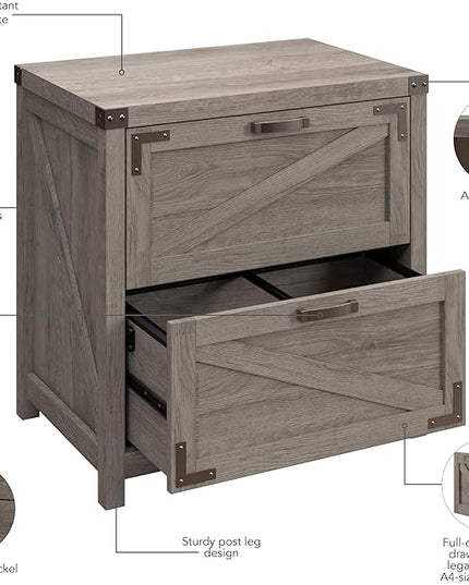 kathy ireland Home by Bush 2-Drawer Lateral File Cabinet, Letter/Legal, Restored Gray, 29-Inch (CGF129RTG-03) - LeafyLoom