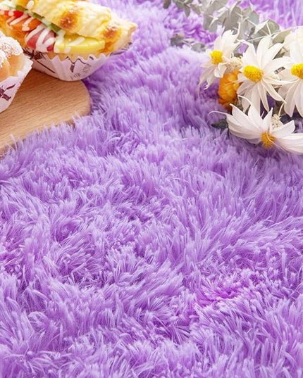 Noahas Ultra Soft Fluffy Bedroom Rugs Kids Room Carpet Modern Shaggy Area Rugs Home Decor 2.6' X 5.3', Purple - LeafyLoom