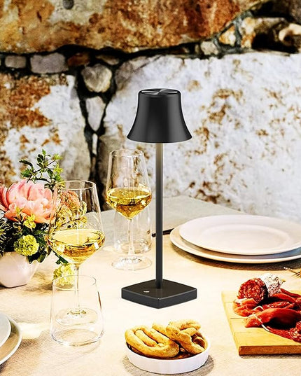 SAKRINGT LED Cordless Table Lamps Rechargeable,5000mAh Battery Operated Table Light,3 Color Stepless Dimming,Portable Small Desk Lamp in Aluminum for Party Patio Restaurant Indoor/Outdoo - LeafyLoom