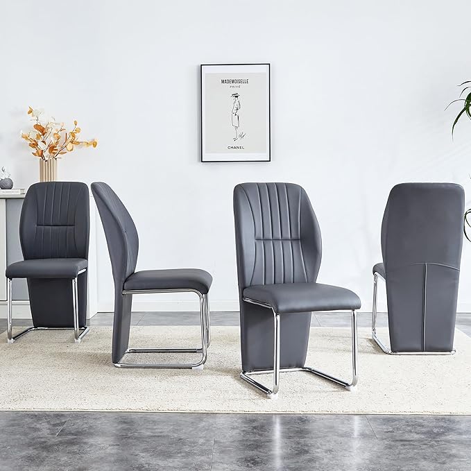 NicBex Haerin-SD-00294-LWJ Dining Chairs, 17.5"x16.6"x37.6", Gray - LeafyLoom