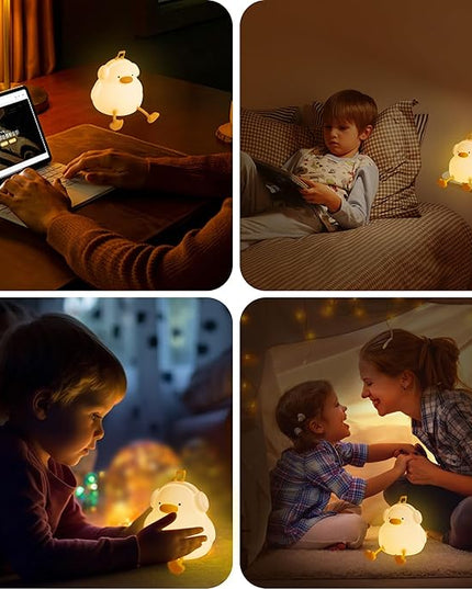 FULLOSUN Duck Night Light, Duck Lamp Kawaii Funny Kids Night Light, Birthday Gifts for Women Teenage Girls Boy Toddler - Portable Squishy Battery Operated - LeafyLoom