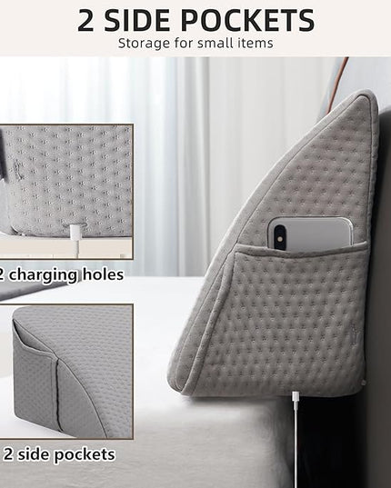 Bed Wedge Pillow for Headboard, Twin Size Headboard Pillow, Bed Gap Filler Close Gap (0-8") Between Mattress and Headboard (Twin) - LeafyLoom