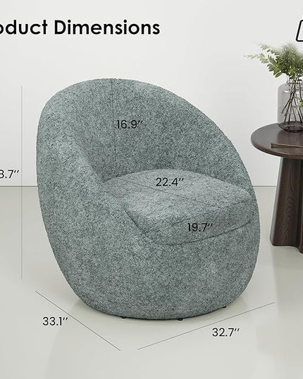 Farini Swivel Accent Chair,Swivel Barrel Chair, Comfy Oversized Round Accent Chair for Living Room Bedroom(Light Green) - LeafyLoom