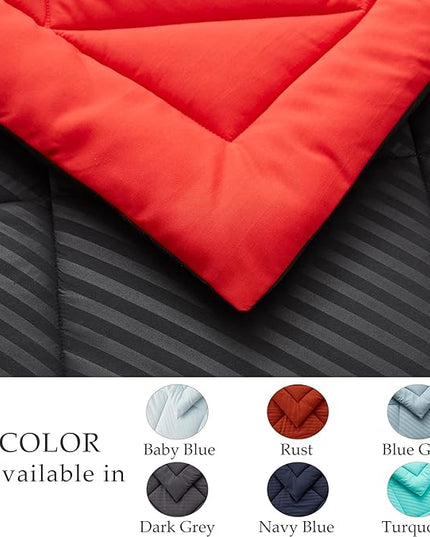 NexHome Black/Red King Bed in a Bag 7-Pieces Comforter Sets with Comforter and Sheets Soft All Season Bedding Sets with Comforter, Pillow Shams, Flat Sheet, Fitted Sheet and Pillowcases - LeafyLoom