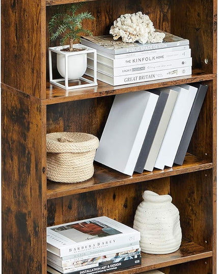 VASAGLE Bookshelf, 23.6 Inches Wide, 5-Tier Open Bookcase with Adjustable Storage Shelves, Floor Standing Unit, Rustic Brown ULBC165X01 - LeafyLoom