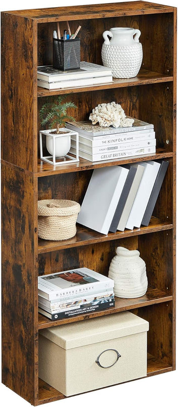 VASAGLE Bookshelf, 23.6 Inches Wide, 5-Tier Open Bookcase with Adjustable Storage Shelves, Floor Standing Unit, Rustic Brown ULBC165X01 - LeafyLoom