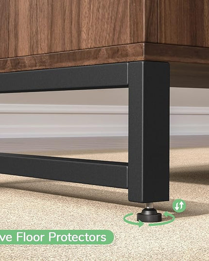 Novilla Media Console, TV Stand for TV's up to 50" Flat Screen Living Room Storage Cabinet Doors and Shelves Entertainment Center, 43 Inches, Walnut - LeafyLoom