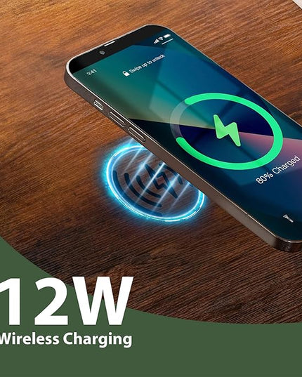 Electric Standing Desk with Drawer,48 x 24 Inches Standing Desk Adjustable Height Desk with 12W Wireless Charging,One-Piece Wooden Desktop Sit Stand Up Desk, Memory Home Office Desks - LeafyLoom