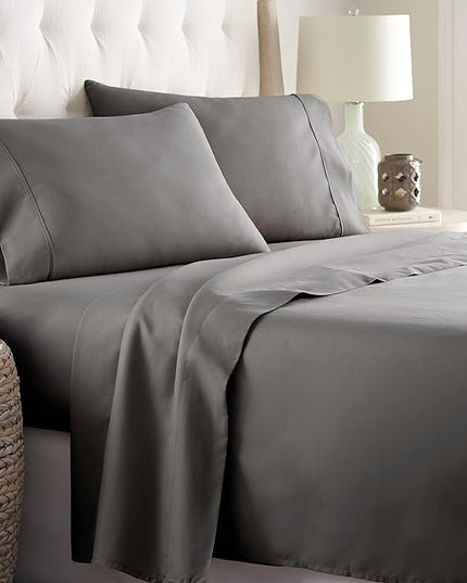 Danjor Linens Twin XL Sheets - Hotel Luxury Essentials Bedding - 4 pc Soft Bedding & Pillowcases Set with Deep Pockets - Breathable Bed Sheets, Wrinkle Free - Grey Sheets - LeafyLoom