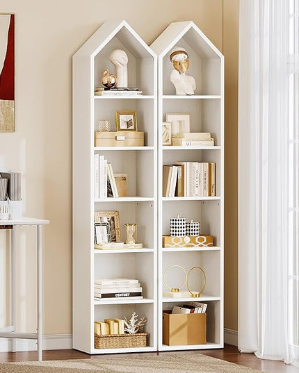 YITAHOME 73" Tall Narrow Bookshelf, Modern Open 5 Tier Bookcase, Wooden Shelf Stand for Small Spaces, Display Shelving Storage Rack for Bedroom, Living Room, Home Office, White - LeafyLoom
