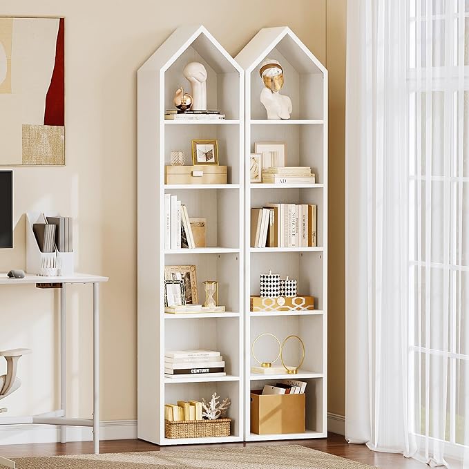 YITAHOME 73" Tall Narrow Bookshelf, Modern Open 5 Tier Bookcase, Wooden Shelf Stand for Small Spaces, Display Shelving Storage Rack for Bedroom, Living Room, Home Office, White - LeafyLoom