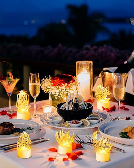 6Pcs Ramadan Mini Lantern Lights Decoration, Moon Castle Lighthouse Eid Mubarak Lamp Battery Included Plastic LED Night Light for Eid Ramadan Party Home Indoor Outdoor Bedroom Tabletop Decor - LeafyLoom