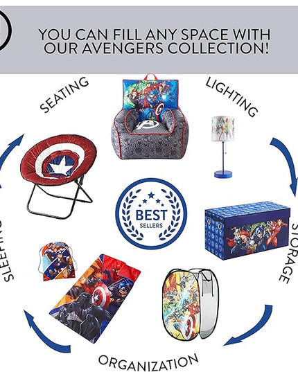 Idea Nuova Marvel Avengers Toddler Nylon Bean Bag Chair with Piping & Top Carry Handle, Large - LeafyLoom