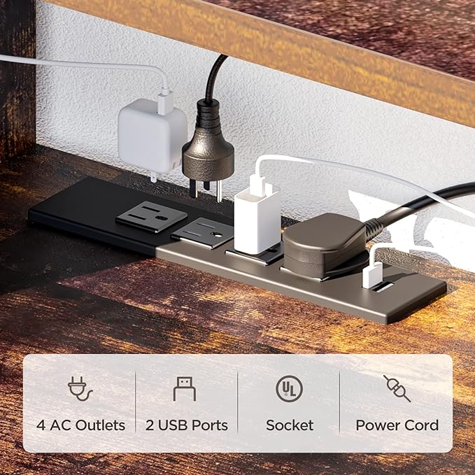 Floating TV Stand Wall Mounted with Power Outlet 59", Floating Entertainment Center, Wood Media Console Shelf for Under TV Storage for Living Room Bedroom Office Rustic Brown - LeafyLoom