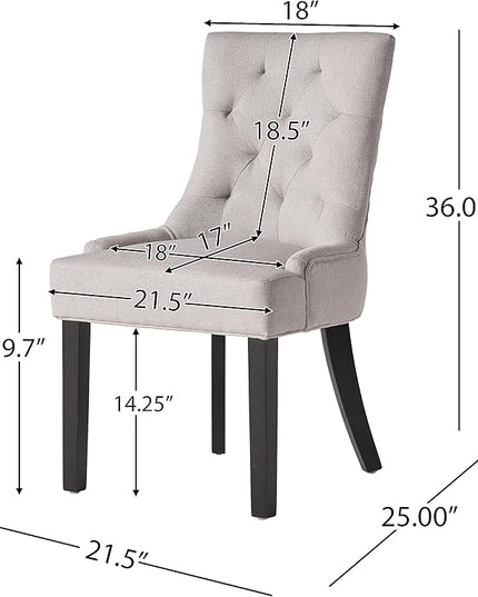 Hayden Fabric Dining Chairs, 2-Pcs Set,Polyester, Light Grey - LeafyLoom