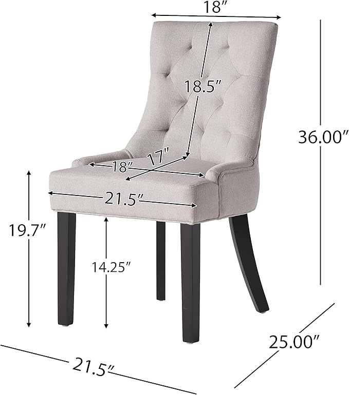 Hayden Fabric Dining Chairs, 2-Pcs Set,Polyester, Light Grey - LeafyLoom