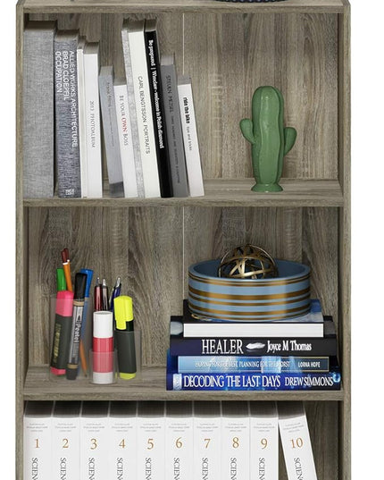 FURINNO Basic 3-Tier Bookcase Storage Shelves, Sonoma Oak - LeafyLoom