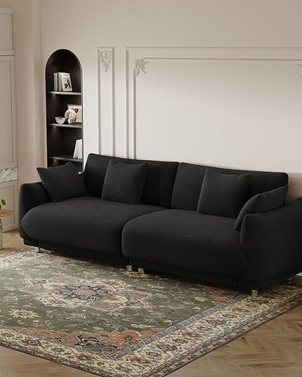 NicBex Sectional Couch Sofa with 4 Throw Pillows Modern Cloud Couch for Living Room Furniture Sets with Metal Legs AMD Sponge Filled, Modular Sofa for Living Room, Bedroom, Apartment, 86.6" L, Black - LeafyLoom