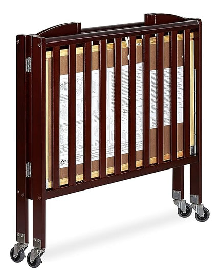 3 in 1 Portable Folding Stationary Side Crib in Espresso, Greenguard Gold Certified , 41x26x40 Inch (Pack of 1) - LeafyLoom
