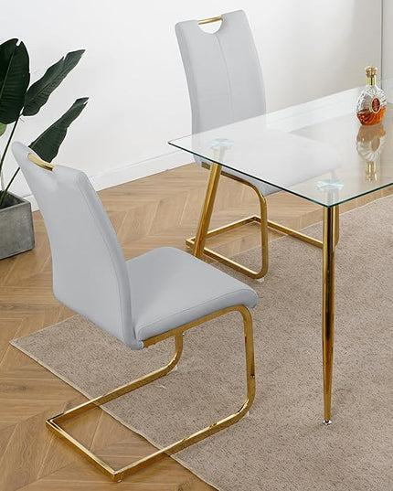 NicBex Haerin-SD-00373-LWJ Dining Chairs, 16.5"x17.9"x38.2", Grey and Gold - LeafyLoom