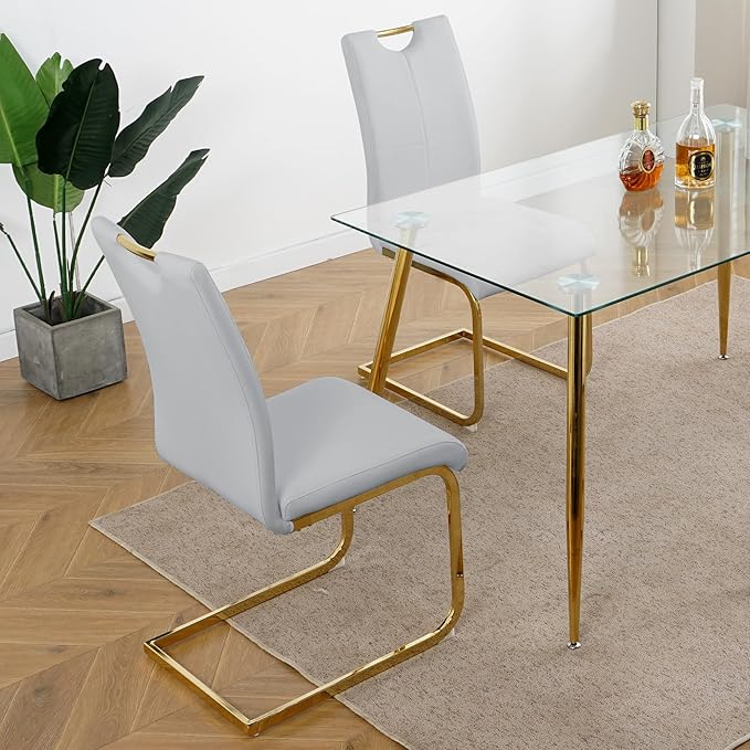 NicBex Haerin-SD-00373-LWJ Dining Chairs, 16.5"x17.9"x38.2", Grey and Gold - LeafyLoom
