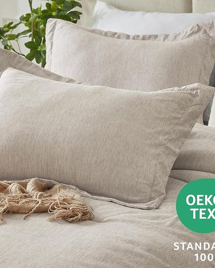CozyLux Full Size Comforter Set - 3 Pieces Beige Soft Luxury Cationic Dyeing Bedding Comforter for All Season, Breathable Lightweight Fluffy Boho Bed Sets with 1 Comforter and 2 Pillow Shams - LeafyLoom