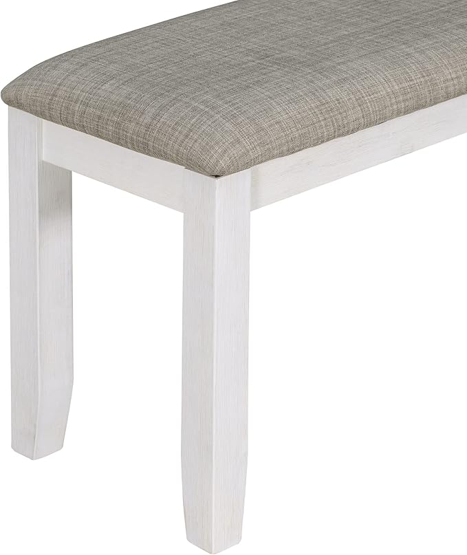 6-Piece Wooden Rectangular Dining Table Set with Bench and 4 Chairs for Kitchen Room Furniture, Rustic Style, Brown+Whitewash, 60" L x 36" W x 30" H - LeafyLoom