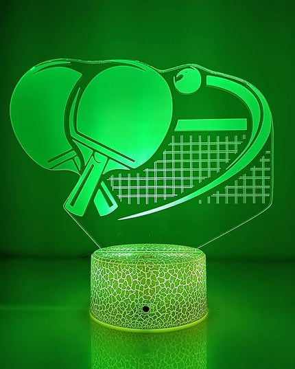 Optical Illusion 3D Ping Pong Paddle Night Light USB Power Remote Control LED Decor Table Desk Lamps 7/16 Colors Changing Lights Children Kids Gift Christmas Xmas Brithday Gift - LeafyLoom