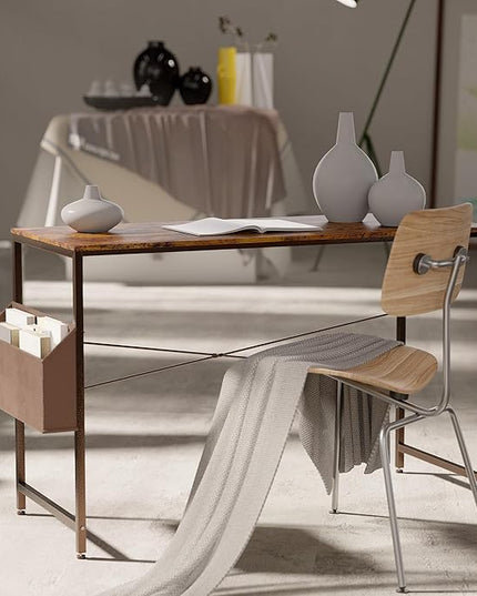 Pamray 47 Inch Computer Desk Small Spaces Desk with Storage Bag for Bedroom Writing and Home Office Work Small Study Desk Table Vintage - LeafyLoom