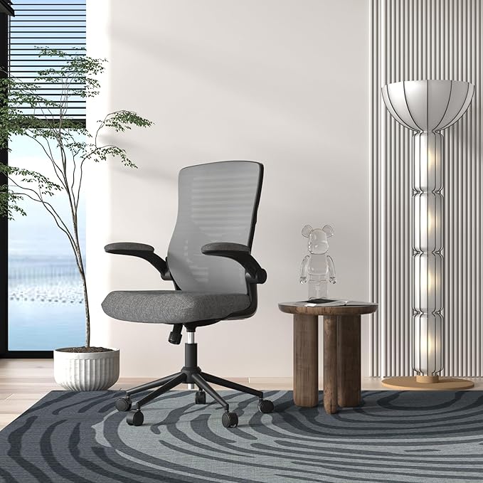 Office Chair, High Back Desk Chair with Adjustable Lumbar Support, Ergonomic Mesh Computer Chair with Premium Cold-Cured Cushion, Height Liftable Swivel Chair for Home Office - LeafyLoom