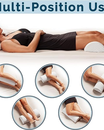 ComfiLife Orthopedic Knee and Leg Pillow for Sleeping - 100% Memory Foam Pillows for Back Pain, Hip Pain Relief for Side Sleepers - Half Moon Pillow - LeafyLoom