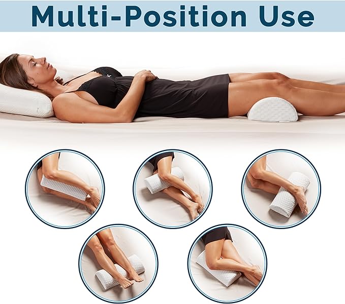 ComfiLife Orthopedic Knee and Leg Pillow for Sleeping - 100% Memory Foam Pillows for Back Pain, Hip Pain Relief for Side Sleepers - Half Moon Pillow - LeafyLoom