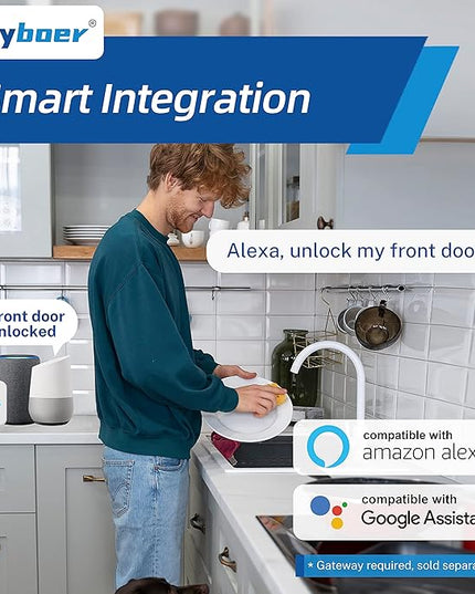 Wi-Fi Gateway Remotely Control Smart Fingerprint Door Lock with TT Lock App, Gateway Smart Hub Compatible with Alexa Voice Control,Electronic Lock Assemblies by Nyboer Nyboer
