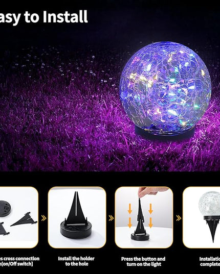 Solar Globe Lights Outdoor Waterproof-Solar Balls for Garden-Cracked Glass Ball Solar Lights Outdoor-Solar Orbs for Outside-Outdoor Decorations for Patio and Yard Lawn Backyard Decor JKIMK
