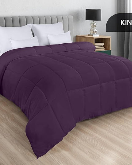Utopia Bedding All Season 250 GSM Comforter - Plush Siliconized Fiberfill, King Size - Box Stitched (King/Cal King, Plum) - LeafyLoom